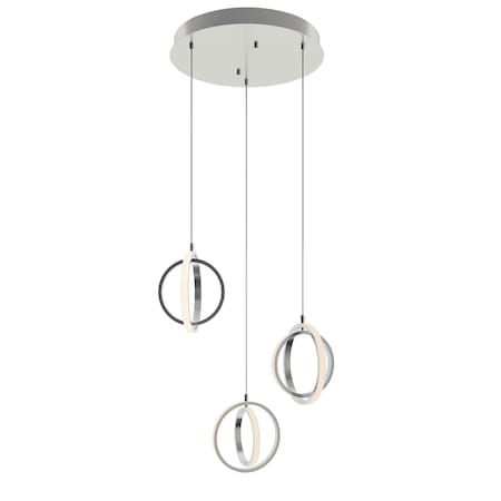 Afx Lock 3 Light Round Pendant, Medium Base 120V, Satin Nickel LCKP09L30D1SNRND3